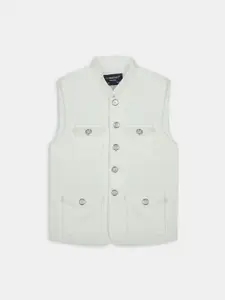 CHARCHIT Boys White Plain Partywear Nehru Jacket