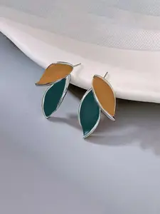 KRENOZ Silver-Plated Antique Leaf Shaped Studded