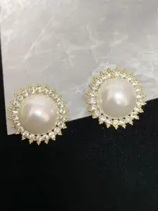 YouBella Gold-Plated Artificial Stones Studded Circular Drop Earrings