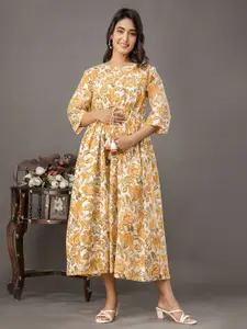 Nayo Women Floral Print Maternity Maxi Dress