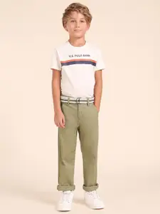 U.S. Polo Assn. Kids Boys Solid Slim Fit Regular Trousers