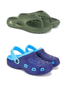 PENNEN Men Set Of 2 Thongs & Clogs Flip Flops