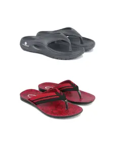 PENNEN Men Set Of 2 Thongs & Printed Sandals