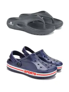 PENNEN Men Set Of 2 Thongs & Clogs Flip Flops