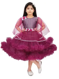 PN Fashion Girls Striped Ruffles Fit And Flare Dress