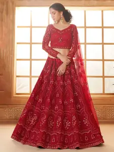 ZAALIMA FASHION Embellished Semi-Stitched Lehenga & Unstitched Blouse With Dupatta