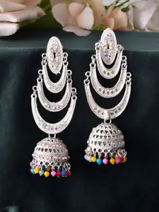 Sangria Stainless Steel Artificial Beads Beaded Dome Shaped Jhumkas
