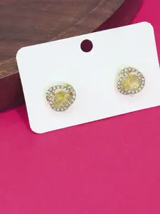KRENOZ Gold-Plated Artificial  Crystals Stones Studded  Contemporary Studs