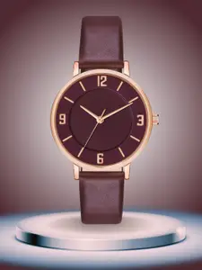 ON TIME OCTUS Women Brass Dial & Straps Analogue Watch MT-394 MAROON