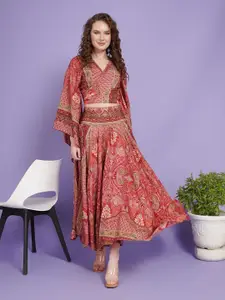 Boholyfe Rosy Reverie Skirt & Crop Top Co-Ords Set