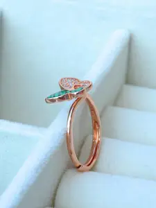 Satlaa 925 Real Sterling Silver Butterfly Adjustable Female Finger Ring