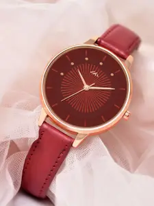 ON TIME OCTUS Women Brass Patterned Dial & Straps Analogue Watch MT-574 RED