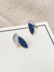 VAGHBHATT Silver-Plated Leaf Shaped Enamelled Studs