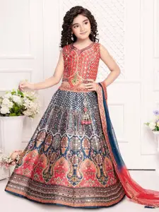 BAESD Girls Printed Tie and Dye Ready to Wear Lehenga & Blouse With Dupatta