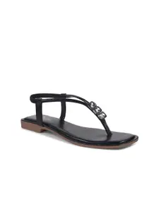 Padchin Women Embellished T-Strap Flats