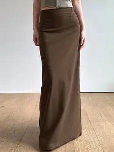 bebe Straight High-Waisted Knit Maxi Skirt