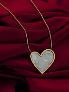 Carlton London 18kt Gold Plated Stainless Steel Shell Heart Necklace