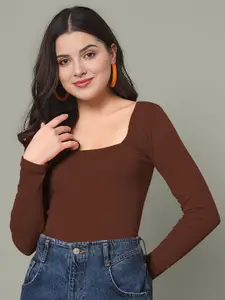 Dream Beauty Fashion Women Solid Square Neck Casual Top