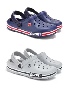 PENNEN Men Pack Of 2 Self-Designed Clogs Flip-Flops