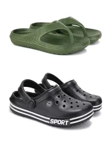 PENNEN Men Pack Of 2 Self-Designed Clogs Flip-Flops