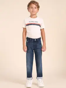 U.S. Polo Assn. Kids Boys Slim Fit Mid-Rise Lightly Fade Stretchable Jeans