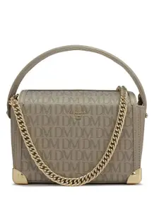 Da Milano Printed Leather Structured Satchel with Cut Work