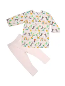 Sangria Boys Animal Printed Cotton Kurta with Trousers