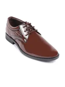 FAUSTO Men Textured Embossed Lace Up Formal Derbys