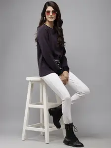 The Roadster Lifestyle Co Women Solid Cotton Round Neck Pullover