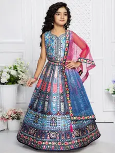 BAESD Girls Printed Tie and Dye Ready to Wear Lehenga & Blouse With Dupatta