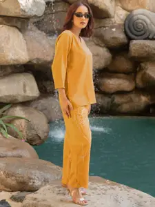 MIRCHI FASHION V-Neck Top With Trousers Co-Ords