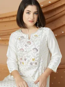 Melange by Lifestyle Woven Design Notch Neck Straight Kurta