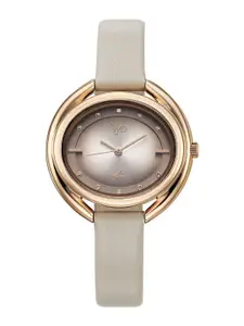 Fastrack Women Embellished Dial & Leather Bracelet Style Straps Analogue Watch FV60080WL01