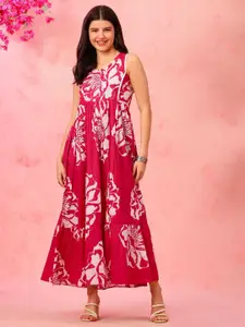 Anouk Floral Print Fit & Flare Maxi Dress