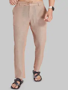 DIVISIVE Men Relaxed Straight Fit Linen Trousers