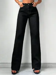 DressBerry Women Mid Rise Straight Fit Stretchable No Fade Dark Jeans