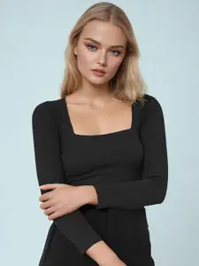 Dream Beauty Fashion Women Solid Square Neck Casual Top