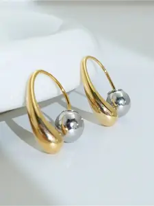 OOMPH Metal Ball & Needle Style Teardrop Shaped Chunky Drop Earrings