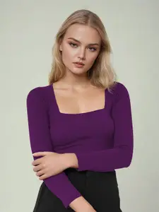 Dream Beauty Fashion Women Square Neck Long Sleeves Top