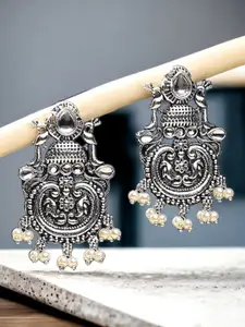 OOMPH Kundan Beaded Contemporary Shaped Drop Earrings