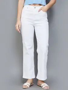 ADBUCKS Women Wide Leg High-Rise Slash Knee Stretchable Jeans