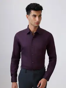 Raymond Men Textured Spread Collar Formal Shirt