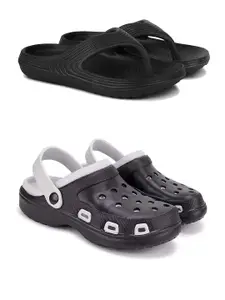 PENNEN Pack Of 2 Men Self Design Clogs