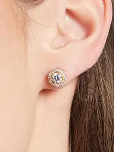 ATIBELLE Set Of 2 Gold-Plated Cubic Zirconia Studded Circular Shaped Studs