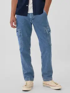 GAP Men Mid-Rise Pure Cotton Cargo-Style Regular Fit Jeans