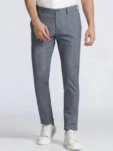 Blackberrys Men Checked Cotton Slim Fit Regular Trousers