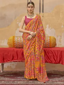 Anouk Silk Blend Block Print Saree