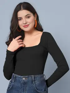 Dream Beauty Fashion women ribbed Square Neck Fitted Top