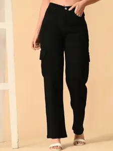 ADBUCKS Women Wide Leg High-Rise Stretchable Jeans