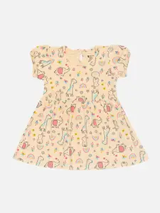 Bodycare Girls Puff Sleeve Cotton Fit & Flare Dress